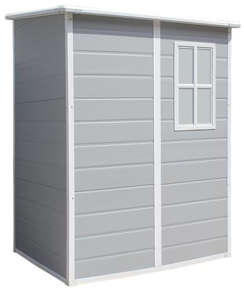 Panana Plastic Sheds Garden Storage Outdoor Shed House, Grey, 4x 4.66'(B)