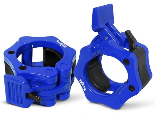 Yes4All 2 Inch Barbell Clamps Pair, Pro Lockjaw Collar Set for Olympic Bar, Quick Release Weight Plate Locks Dumbbell Clips for Weightlifting Training Exercise, and Strength Training (Blue)