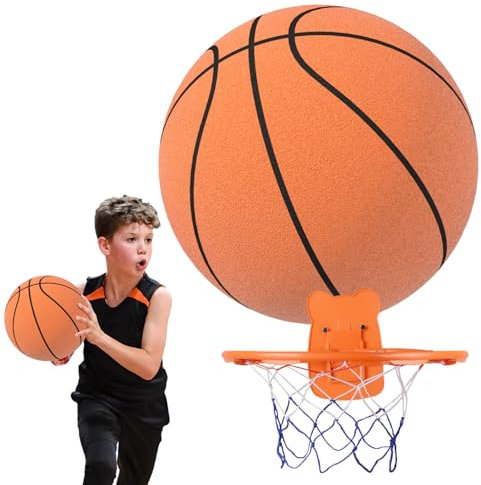 PUCHEN Leiser Indoor-Basketball - Hush Handle Basketball | Basketball ohne Ton, weicher Basketball, stummgeschalteter Basketball für Kinder für Basketballspiele im Innen- und Außenbereich, leicht