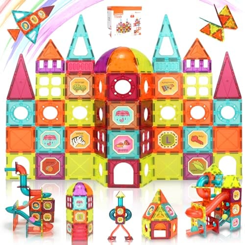 Beeyouk Magnetische Bausteine 120 Teile,Magnetbausteine Spielzeug ab 3 Jahren,Montessori Magnetisches Bauwelt Spiel Kinderspielzeug,Magnetspiel Kinder Geschenk für 3 4 5 6 7 8 Junge Mädchen