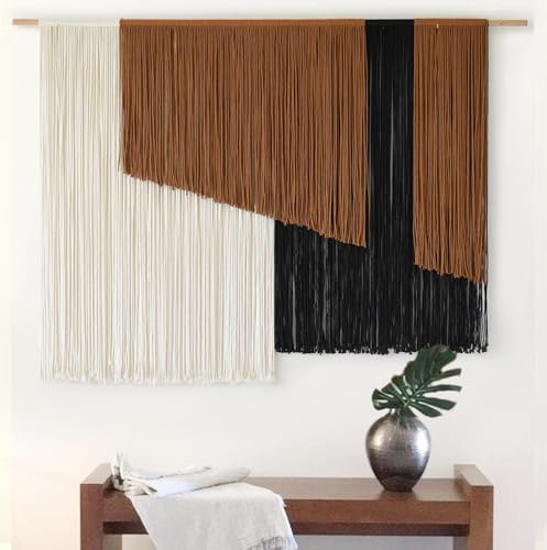 Jakalin Macrame Wall Hanging, Dip Dye Fiber Yarn Art, Boho, 57x43
