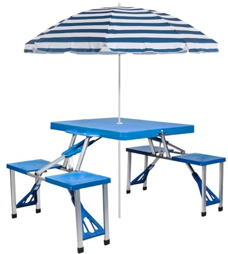 TRIZAND Mesa de camping con sillas, juego de mesa plegable y resistente, para camping y jardín 23239