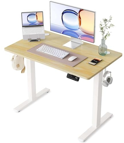 YIHAYO Höhenverstellbarer Schreibtisch 100x60 cm, Schreibtisch Höhenverstellbar Elektrisch Tisch höhenverstellbar Stehschreibtisch mit Memory Funktion, Natural