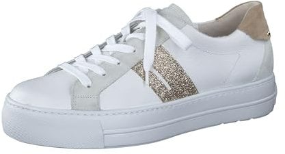 Paul Green Damen Pauls, Frauen Low-Top Sneaker,Freizeitschuhe,Turnschuhe,Laufschuhe,schnürschuhe,schnürer,Plateausohle,Weiß (White/Sand),38.5 EU / 5.5 UK