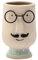 Napco Glasses Mustache Face Design 4.25 x 2.25 x 2.25 inches Beige Black Green Ceramic Flower Succulent Plant Pot Planter Container Holder, Indoor Outdoor Garden Décor