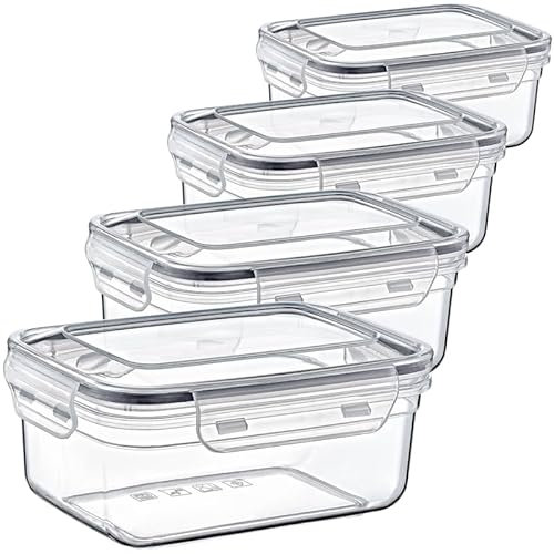 LIVINJA Frischhaltedosen 4er Set 2l, Luftdicht mit Clickverschluss, Transparent Vorratsdosen auslaufsicher ohne schädliche Inhaltsstoffe, Ideal für groÃŸe Mengen, BPA-frei und sicher