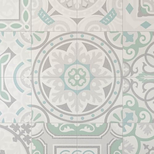 Antique Patterned Tiles Magic Vinyl Flooring 2.8mm Thick Lino Roll Bathroom Kitchen (2m Wide x 2.5m Long)