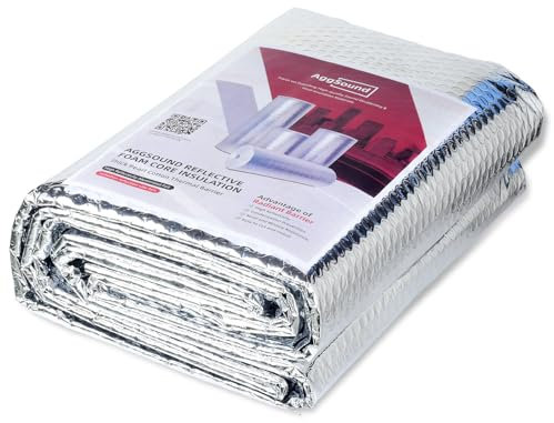 AggSound 6mm réfléchissant simple couche d'isolation à bulles, 60,9cm × 3m double face d'isolation en feuille d'aluminium, adapté à toutes les saisons, fenêtres, portes de garage, toits, etc.