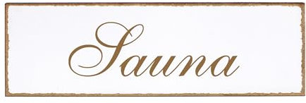 Dekolando Deko Türschild - Sauna - Schild 150 x 50 mm - Schilder Türschilder Namensschilder Wohnung selbstklebend Holzschild Tür Holzschilder