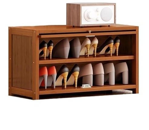 MYVVKIA Shoe Rack Free Standing Shoe Storage Organizer for Entryway, Large Capacity Bamboo Shoe Cabinet with Flip Door, Modern Shoe Storage Cabinet Shoe Rack Organizer Closet