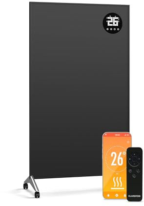 KLARSTEIN Wonderwall Smart - Stufa a Infrarossi, 800W – Montaggio a Parete, WiFi & App, Compatibile con Alexa, Calore Istantaneo, Display LED, Protezione dal Surriscaldamento, per Stanze Fino a 15m²