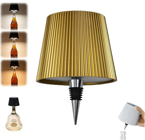 VHV Lampe Bouteille Sans Fil Rechargeable 2000mAh, Lampe de Table Tactile LED Moderne Pour Bar Restaurant, Accessoires et Décorations (Or)