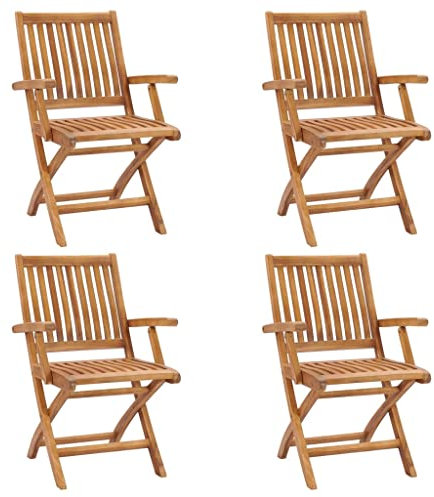 4er Set Massivholz Teakholz Klappbar Gartenstühle Holzsessel für Zuhause Haushalt Möbel Outdoor Esszimmerstühle mit Klappdesign für Garten Sitzgelegenheit