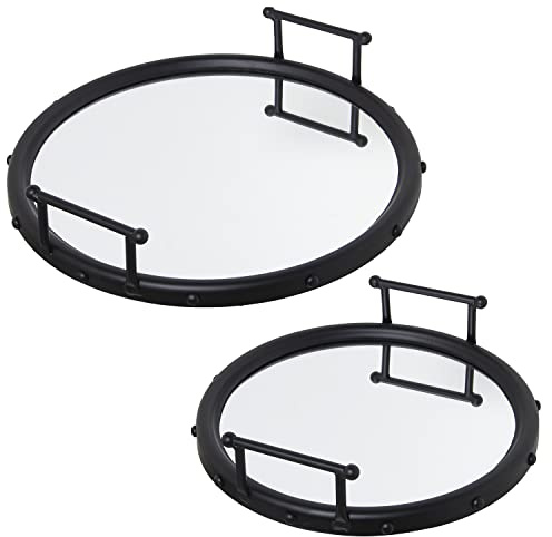 SET 2 BANDEJAS METAL NEGRO ESPEJO °47X9CM+°40X9CM,INT:°41/°33