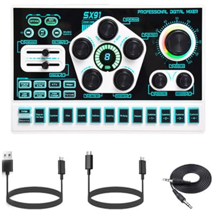 CENMEN SX91 Sound Card USB Sound Mixer Professional Audio Mixing Console Amplifier for Live Sing PC Computer Laptop Cellphone