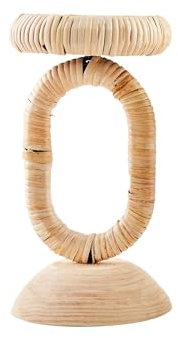 Mud Pie Kerzenständer mit Rattan-Umwicklung, groß