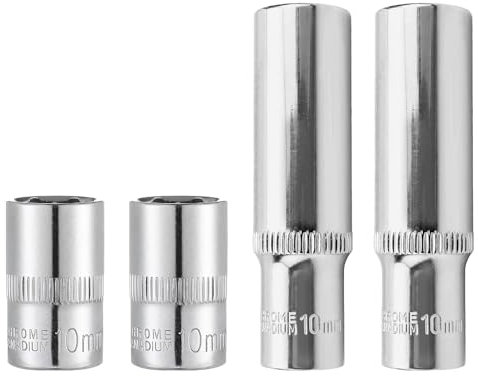 4 PCS 10mm Socket,1/4 Socket Set,1/4-Inch Deep Socket Set,Mini Socket Set,1/4-Inch Drive Deep and Shallow Impact Socket Set,1/4 Sockets for DIY Hand-Making Repair Automotive
