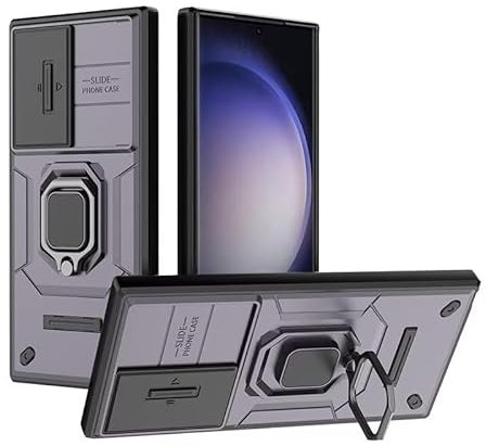 BEENTRYS Funda para Xiaomi 14 Funda,Soporte Anillo Cubierta de Cámara Deslizante Magnético para Coche PC y Silicona TPU Grado Militar Armor Antigolpes Bumper Cover Carcasa-Morado