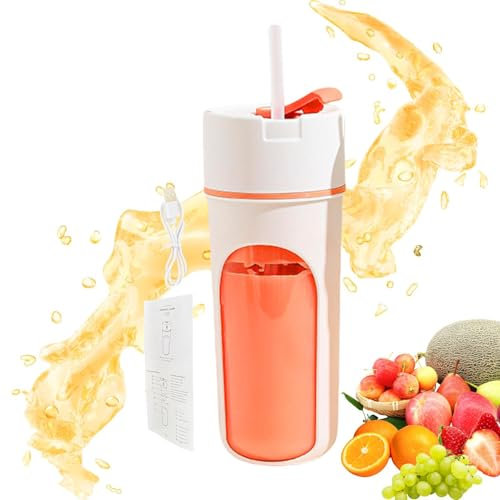 Shaker Électrique avec Bouteille - Sans Fil Personnel et Compact - Multifonction Rechargeable 480 ml avec Paille pour Boissons Maison Sport Voyage Randonnée Camping Smoothies Jus
