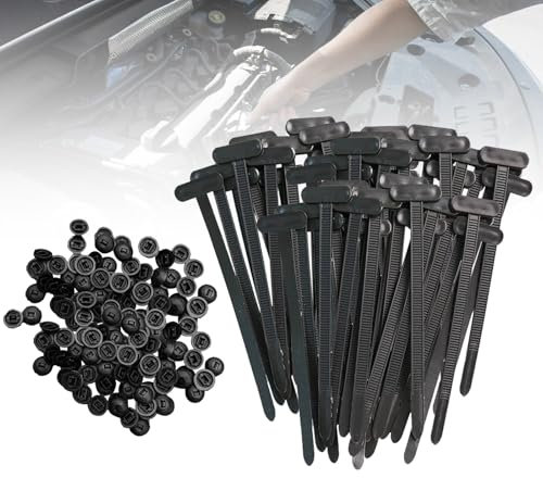 Asheyya 120 Pcs Nylon Universal Cable Tie Buckle, Zipper Clips Cable Ties with Pin & Button Design, Suitable for Quick Fastening, Automotive Repair and Daily Use