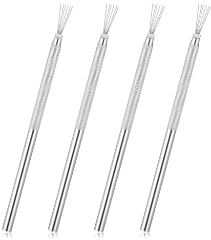 4 PCS Clay Scoring Tools, Stainless Steel Clay Needle Tool, Feather Wire Texture Tool for Pottery Sculpting Texturing Modeling Carving
