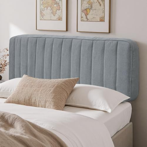 LELEFIDO Bettkopfteil – Leinen-gepolstertes Kopfteil Bett,Werkzeugfreie Montage,Universelles freistehendes Rückenkissen,Abnehmbarer und Waschbarer Bezug,123CM,Grau