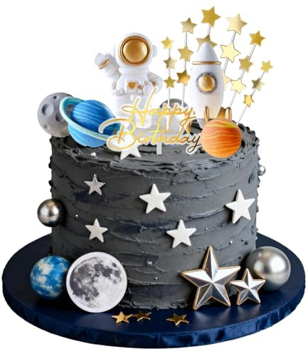 Outer Space Cake Astronaut Tortendeko Toppers Astronaut Rocket Stars Cake Decorations Planet Astronaut Kuchen Deko Geburtstag Kuchen Deko Kindertag und Partys mit Weltraumthema