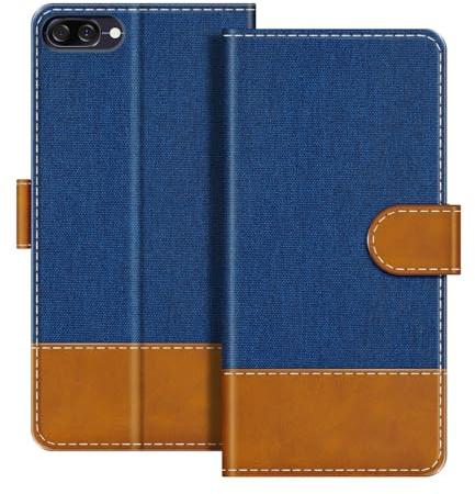 UOGNADGD Étui Portefeuille en Cuir Flip Compatible avec ASUS Zenfone 4 Max ZC520KL Housse de Téléphone avec Porte-Cartes, Blocage RFID, Fermeture Magnétique & Pied (Bleu)