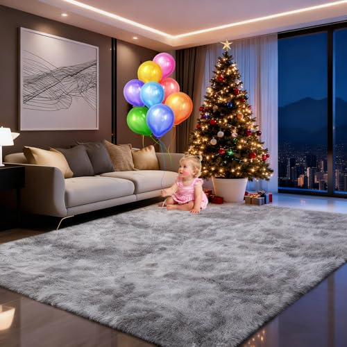 ZXIAOHUI Hochflor Teppich 100 x 200 cm Anti-Rutsch Unterseite, Flauschig, Super Soft, Moderne Deko, Waschbar, Teppich Hochflor Flauschig, Wohnzimmerteppich, für Schlafzimmer, Batikfärbung-F