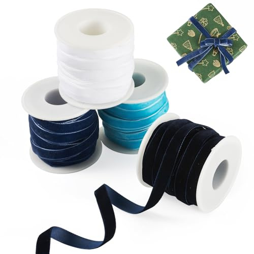 Cheriswelry Rouleaux de ruban de velours soyeux à face unique pour décoration d'intérieur, fête de Noël, emballage de cadeaux