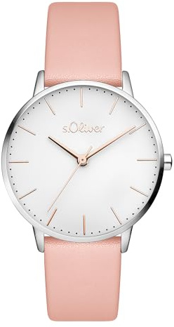 s.Oliver Damenuhr - 34 mm - Flache, Zeitlose, alltagstaugliche, analoge Armbanduhr für Damen mit Quarzwerk - 3 ATM wasserdicht - Kratzfest - Geschenkidee