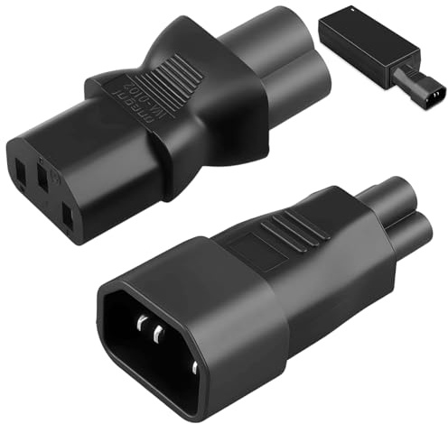 IEC C14 to C5 & C13 to C6 Cloverleaf Power Adapter Converter Set | 2 Pack 3-Pin Male to Female IEC 320 AC Plug Socket Connector for Laptop PC Monitor UPS Kettle Lead