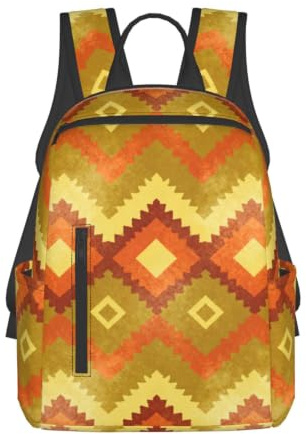 CNTDBU Leichter lässiger Rucksack im Azteken-Stil, großes Fassungsvermögen | Leichtgewichtig. Gepolsterte Träger Passend für 15-Zoll-Laptops.
