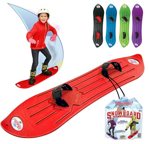 Geospace Sledsterz Snowboard für Anfänger, für Winterspaß auf Schnee, mit verstellbaren Step-in-Bindungen, für Kinder zwischen 4 und 12 Jahren (rot)