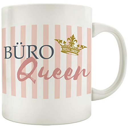 Interluxe Tasse mit Spruch BÜRO Queen Arbeit Frau Geschenk Arbeitskollegin Henkelbecher