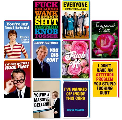Dean Morris Cards Offensive Everyday Card Multipack - Rude Pack of 10 Birthday Cards - Rude Birthday Cards - Birthday Card Packs