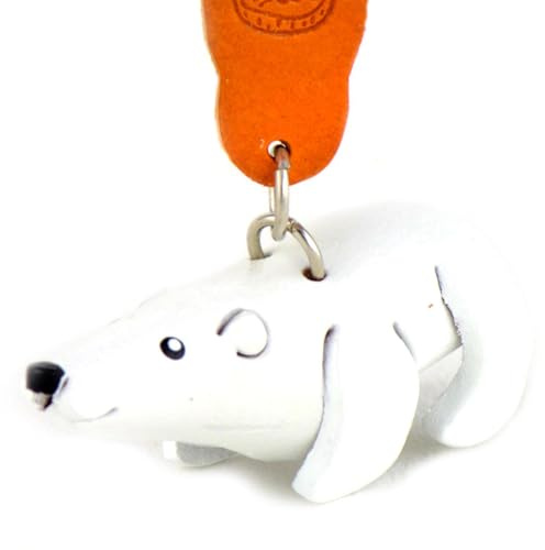 MONKIMAU Schlüsselanhänger Tiere 3D Eisbär aus Echtleder - handgefertigt Leder Tieranhänger - Geschenk für Damen, Frauen, Kinder und Tierliebhaber