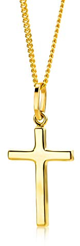 OROVI Kette - Halskette Damen Gelbgold 9 Karat / 375 Gold Kette mit Kreuz 45 cm