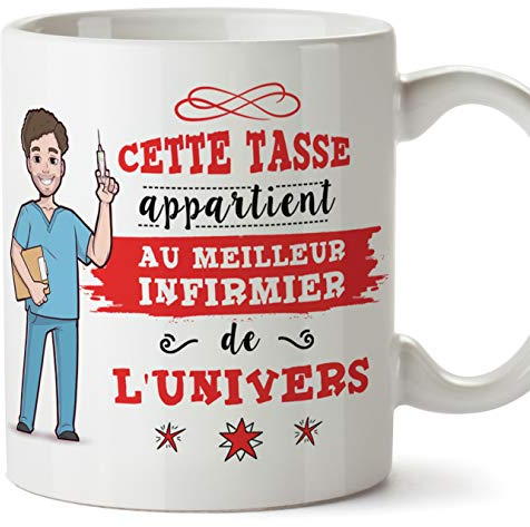 Mugffins Infirmier Tasses Originales de café et Petit-déjeuner à Donner Travailleurs Professionnels - Cette Tasse Appartient au Meilleur Infirmier de l'univers - Céramique 350 ML