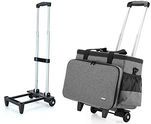Luxja Nähmaschinen-Trolley, Nähmaschinentasche Trolley, Tasche für Nähmaschine und Extra Nähzubehör, Grau