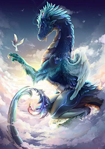 Drachen DIY Malen nach Zahlen-Ölgemälde Geschenk für Erwachsene Kinder Malen Nach Zahlen Kits Wohnzimmer Schlafzimmer Wanddekoration HJY-179 16 * 20inch(Rahmenlos)