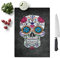 Glass Chopping Board - Floral Sugar Skull - Textured Worktop Saver Cutting Board - Heat Resistant, Shatterproof and Hygenic - 28.5 x 20 cm
