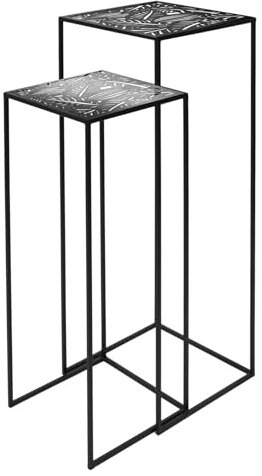 HOME DECO FACTORY Metal Gigogne Havana X2 Mobilier Table Bureau Console Sellette Meuble Entree, Fer, Noir, 34x34x90cm HD6582