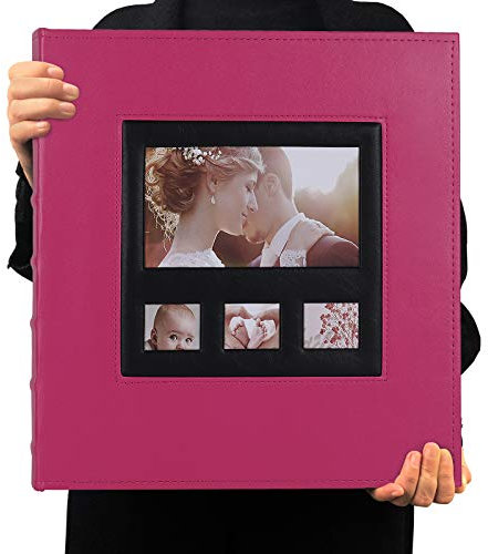 RECUTMS Fotoalben für 10x15 Fotos Hält 600 Seiten PU-Lederbezug mit großer Kapazität Horizontale und vertikale Fotos Baby Foto Bildalbum (Rosa)