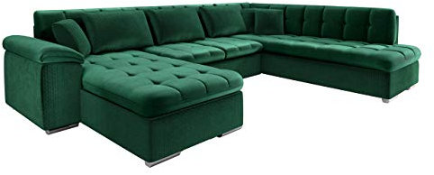 Mirjan24 Ecksofa Niko Bis Premium, Design Eckcouch Sofa U-Form Couch mit Schlaffunktion und Bettkasten Wohnlandschaft (Magic Velvet 2225-151 + Venus Velvet 2941 + Magic Velvet 2225-151, Seite: Links)