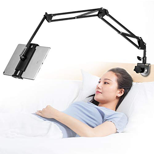 Tablet Stand Adjustable,Foldable Tablet Stand for Bed, Aluminum Universal Flexible Tablet Holder with 360 Degree Rotation for iPad/iPhoneX/iPad Pro/N-Switch,or Other 4.5~12.9 Inches Devices (Black)