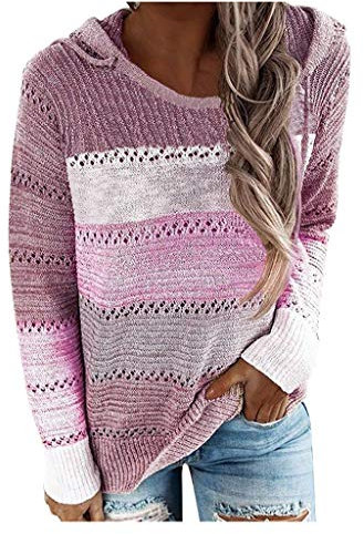 qiaoxiahe Lose Langarm Oberteile Herbst Winter Kurz Pulli Langarm Einfarbig Sweater Oberteil Tops Farbanpassung Woolen Bloom Strickpullover Damen Strickpulli Oversize Rundhals Pullover Sweater