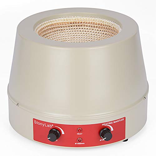 stonylab Heating Mantle, Adjustable Heating and Stirring Electromantles Electrothermal Lab Heating Mantle with Magnetic Stirrer 0-1600 RPM Temperature Control 220V/450℃ 450W - 2000 ml