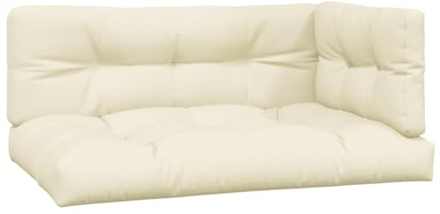 vidaXL Palettenkissen 3-TLG., Palettenauflage für Europaletten, Palettenpolster Palettensofa Outdoor Indoor, Sitzkissen Rückenkissen Seitenkissen, Creme Stoff