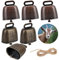 6 Stück Vintage Mini Kuhglocke Ziegenglocke, Bauernhoftiere Schaf Kuh Pferd Haustier Halsband Metall Hängend Dekoration, Tierglocke Anti-Lost Bells DIY Glocken, Mit 2 Meter Seil zum Dekorieren